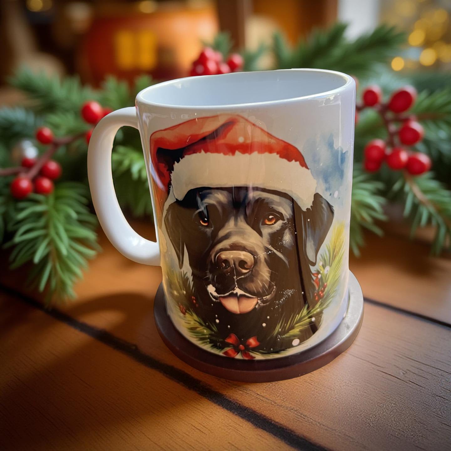 Christmas Black Labrador Dog Mug