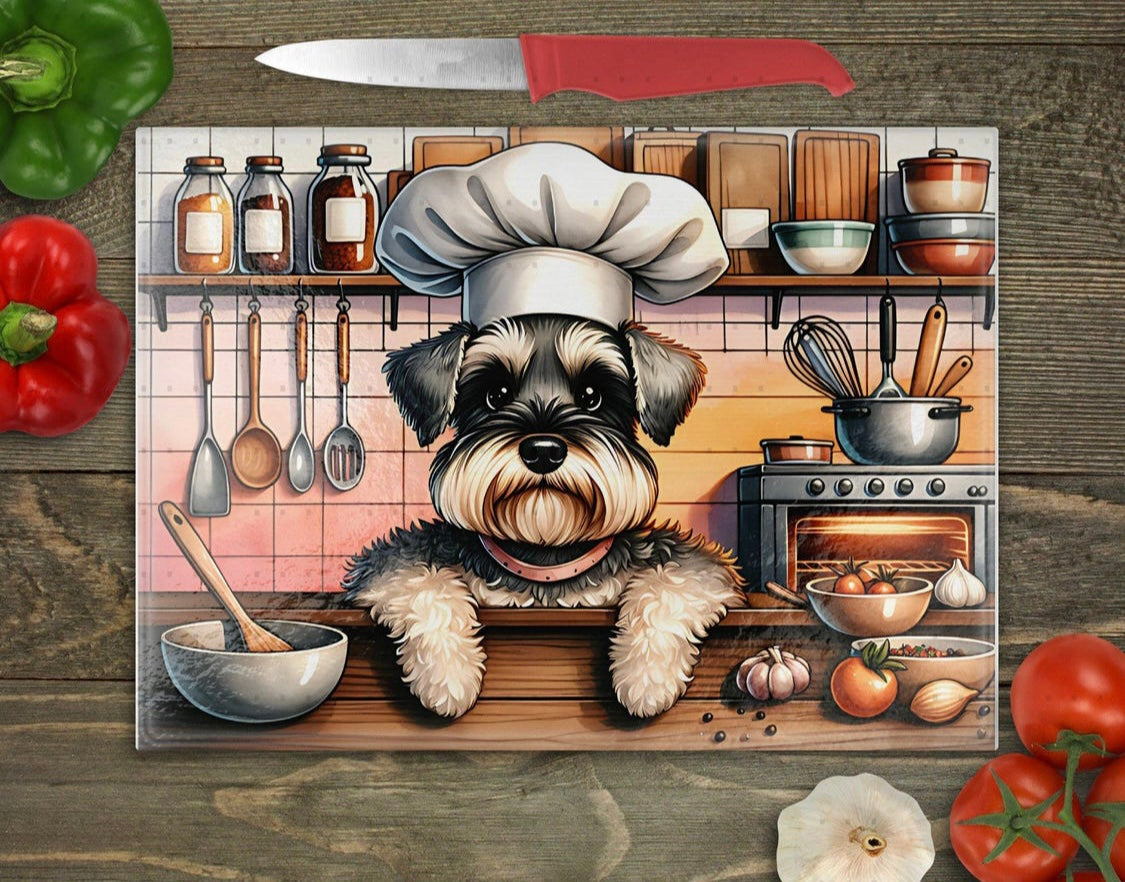 Schnauzer Glass Cutting Board