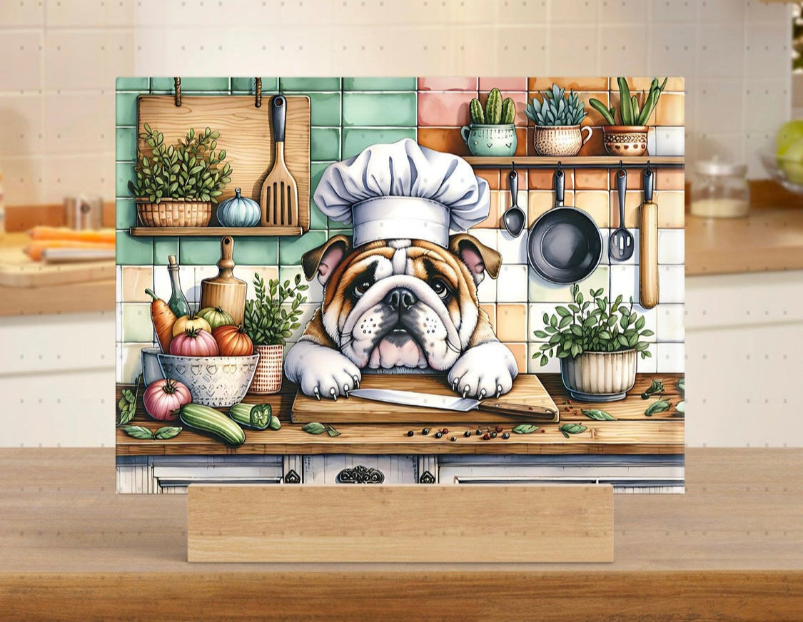 Old English Bulldog Glass Cutting Board