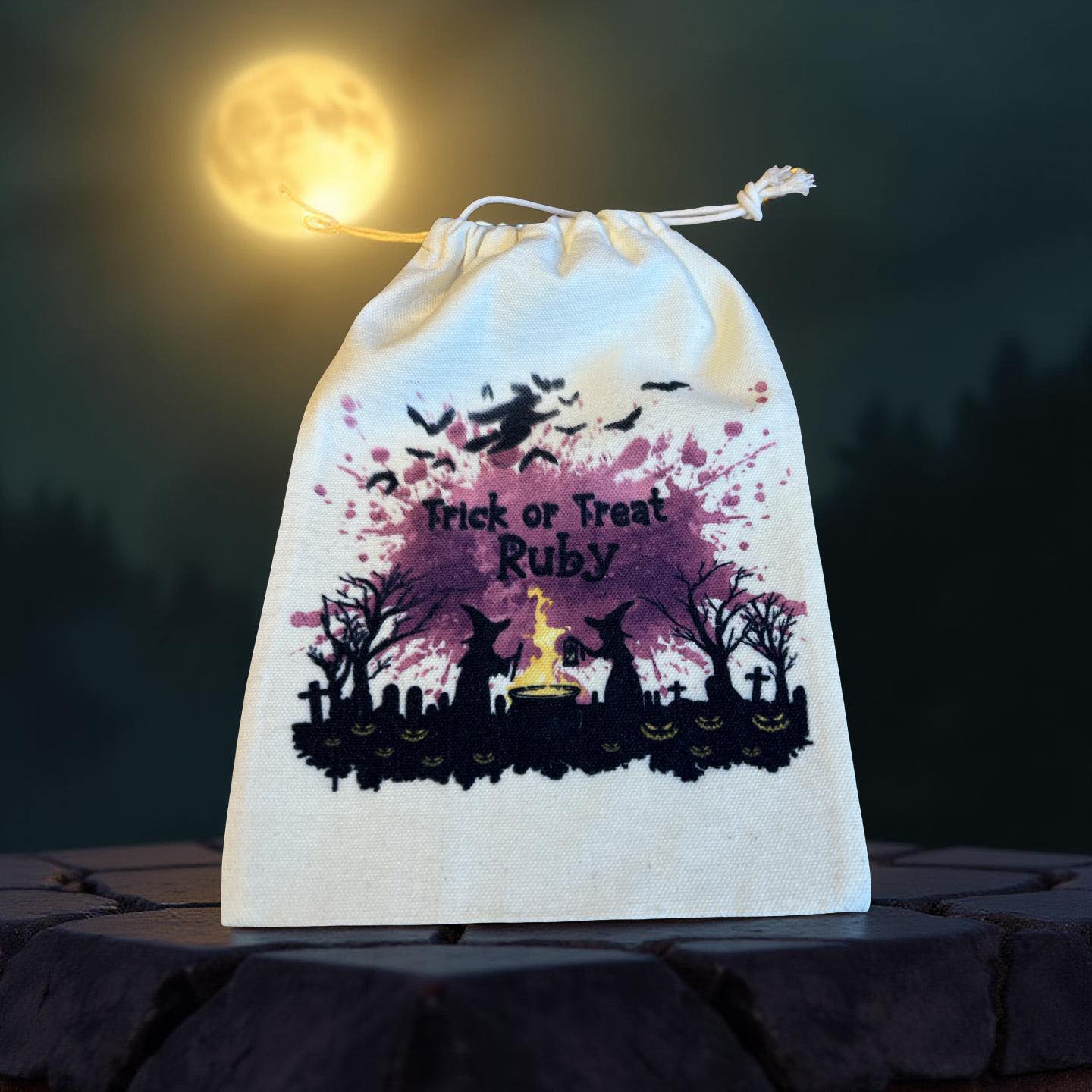 Personalised Trick or Treat Drawstring Bag