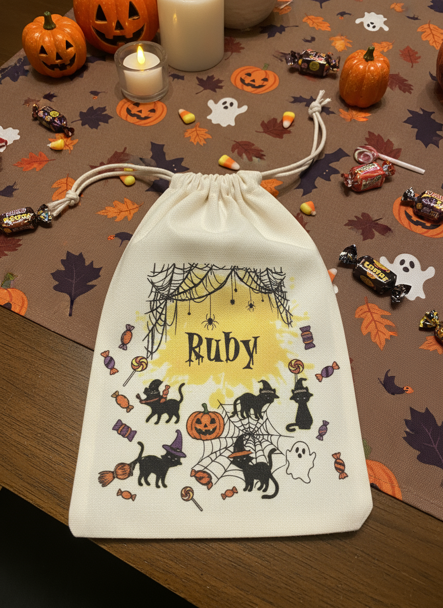 Personalised Trick or Treat Drawstring Bag